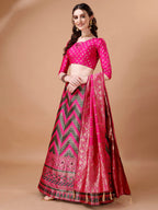Lorenvalley Fashion Black & Pink Semi-Stitched Lehenga & Unstitched Blouse With Dupatta | Grocsy