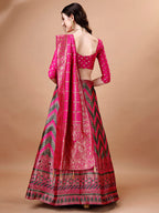 Lorenvalley Fashion Black & Pink Semi-Stitched Lehenga & Unstitched Blouse With Dupatta | Grocsy