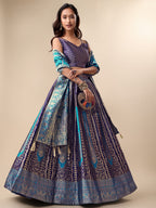 Lorenvalley Fashion Blue Ready to Wear Lehenga & Unstitched Blouse With Dupatta | Grocsy