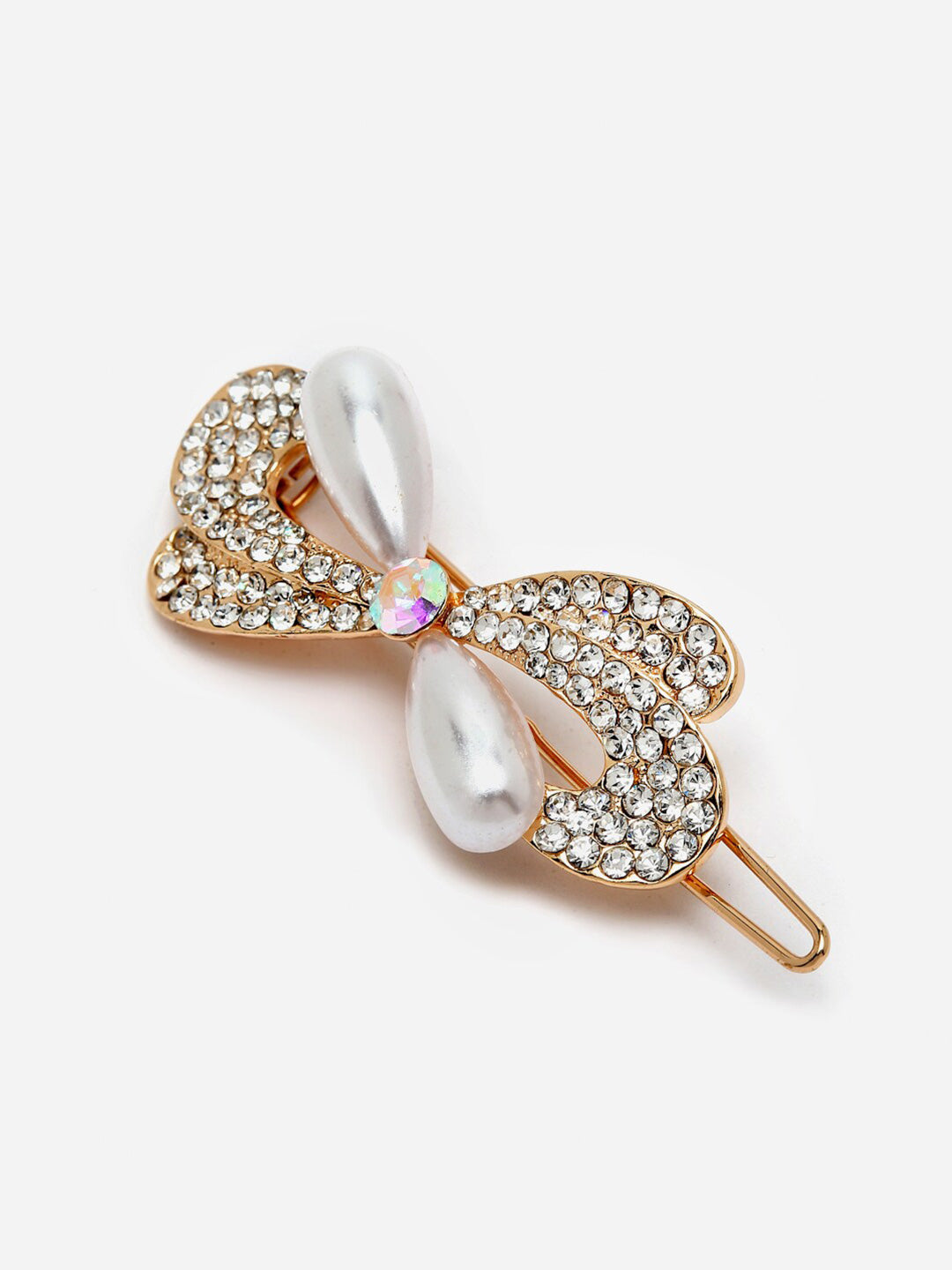 Panash Women Gold-Toned & White Embellished Bumpit Hair Pin | Grocsy