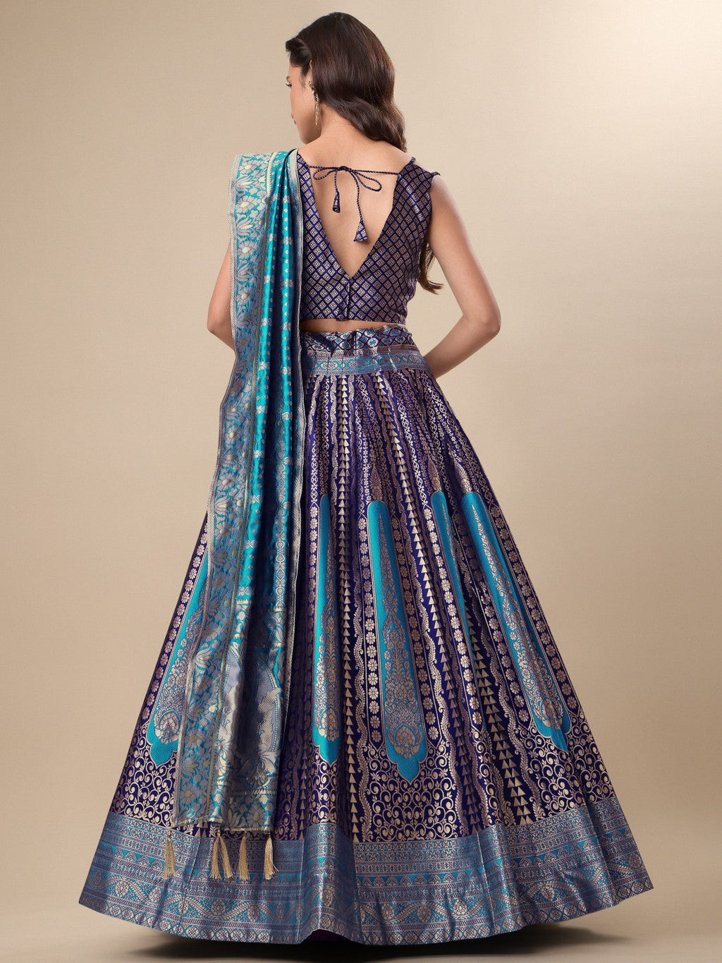 Lorenvalley Fashion Blue Ready to Wear Lehenga & Unstitched Blouse With Dupatta | Grocsy