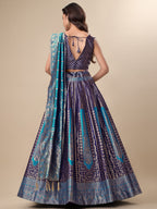 Lorenvalley Fashion Blue Ready to Wear Lehenga & Unstitched Blouse With Dupatta | Grocsy