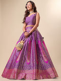 Lorenvalley Fashion Purple Ready to Wear Lehenga & Unstitched Blouse With Dupatta | Grocsy