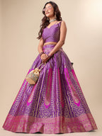 Lorenvalley Fashion Purple Ready to Wear Lehenga & Unstitched Blouse With Dupatta | Grocsy