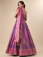 Lorenvalley Fashion Purple Ready to Wear Lehenga & Unstitched Blouse With Dupatta | Grocsy