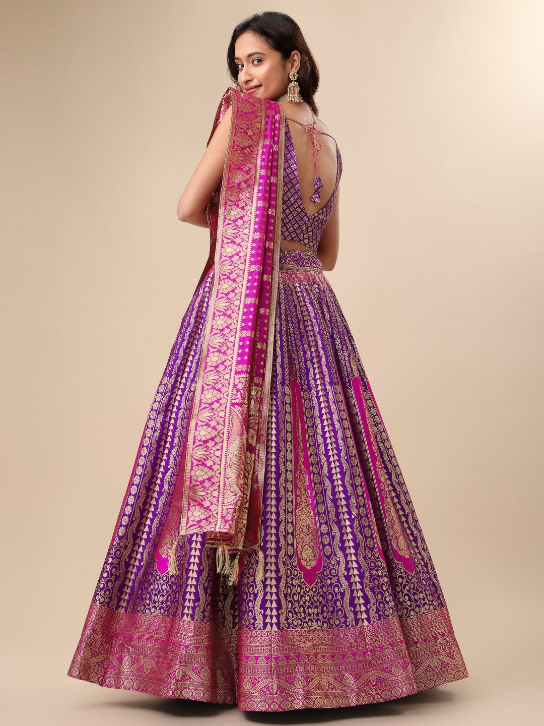 Lorenvalley Fashion Purple Ready to Wear Lehenga & Unstitched Blouse With Dupatta | Grocsy