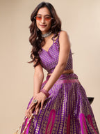 Lorenvalley Fashion Purple Ready to Wear Lehenga & Unstitched Blouse With Dupatta | Grocsy