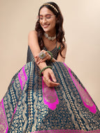 Lorenvalley Fashion Rama Ready to Wear Lehenga & Unstitched Blouse With Dupatta | Grocsy