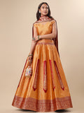 Lorenvalley Fashion Orange Ready to Wear Lehenga & Unstitched Blouse With Dupatta | Grocsy