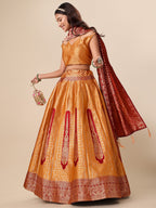 Lorenvalley Fashion Orange Ready to Wear Lehenga & Unstitched Blouse With Dupatta | Grocsy