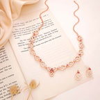 Tehzeeb Creationss Gold-Polished Choker Pink Stone Necklace With Stud Earrings | Grocsy