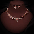 Tehzeeb Creationss Gold-Polished Choker Pink Stone Necklace With Stud Earrings | Grocsy