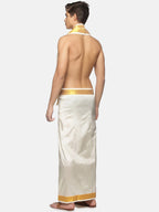 Sethukrishna Cream-Coloured Solid Dhoti For Men | Grocsy