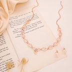 Tehzeeb Creationss Gold-Polished Choker White Stone Necklace With Stud Earrings | Grocsy
