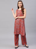 Aks Women Paisley Printed Straight Kurta With Palazzos | Grocsy