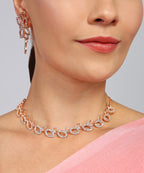 Tehzeeb Creationss Rose Gold-Polished Necklace With Stud | Grocsy