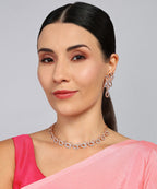 Tehzeeb Creationss Rose Gold-Polished Necklace With Stud | Grocsy
