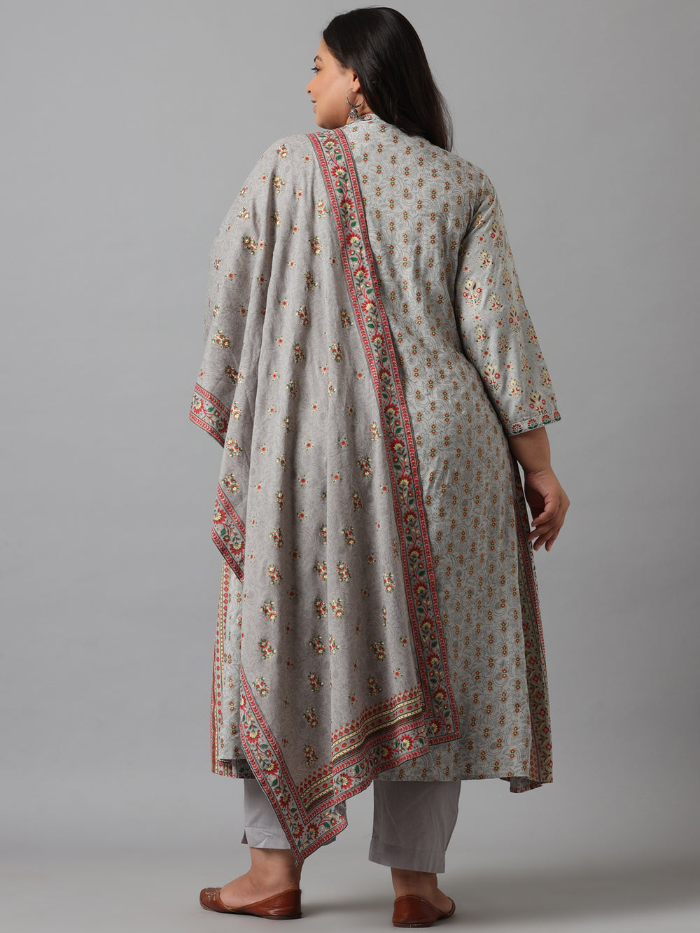 Juniper Women`s Grey Rayon Daily Wear Printed A-line Kurta Sets | Grocsy