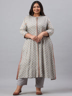 Juniper Women`s Grey Rayon Daily Wear Printed A-line Kurta Sets | Grocsy