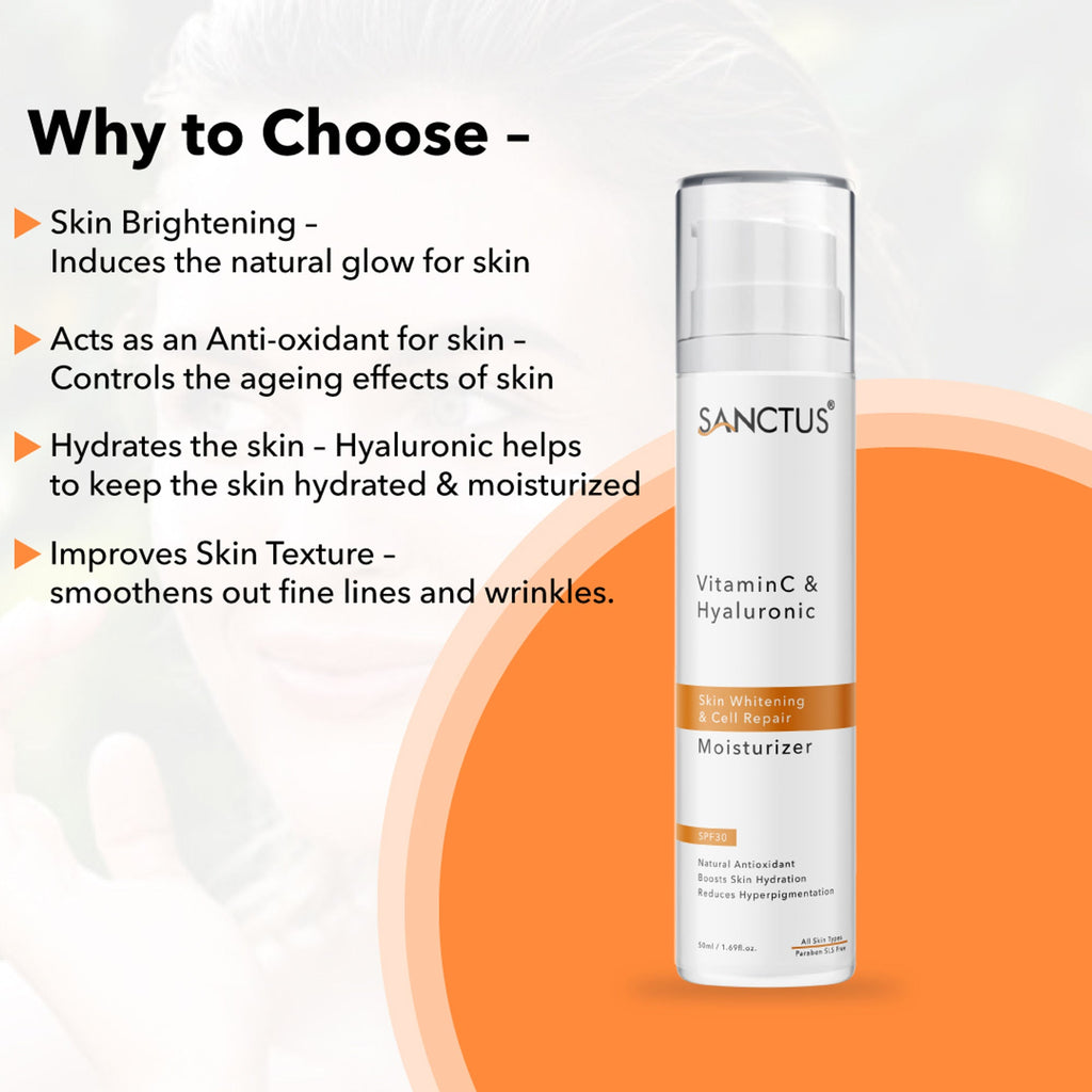 SANCTUS Hyaluronic & Vitamin C Oil-Free Face Moisturizer SPF 30 | Grocsy