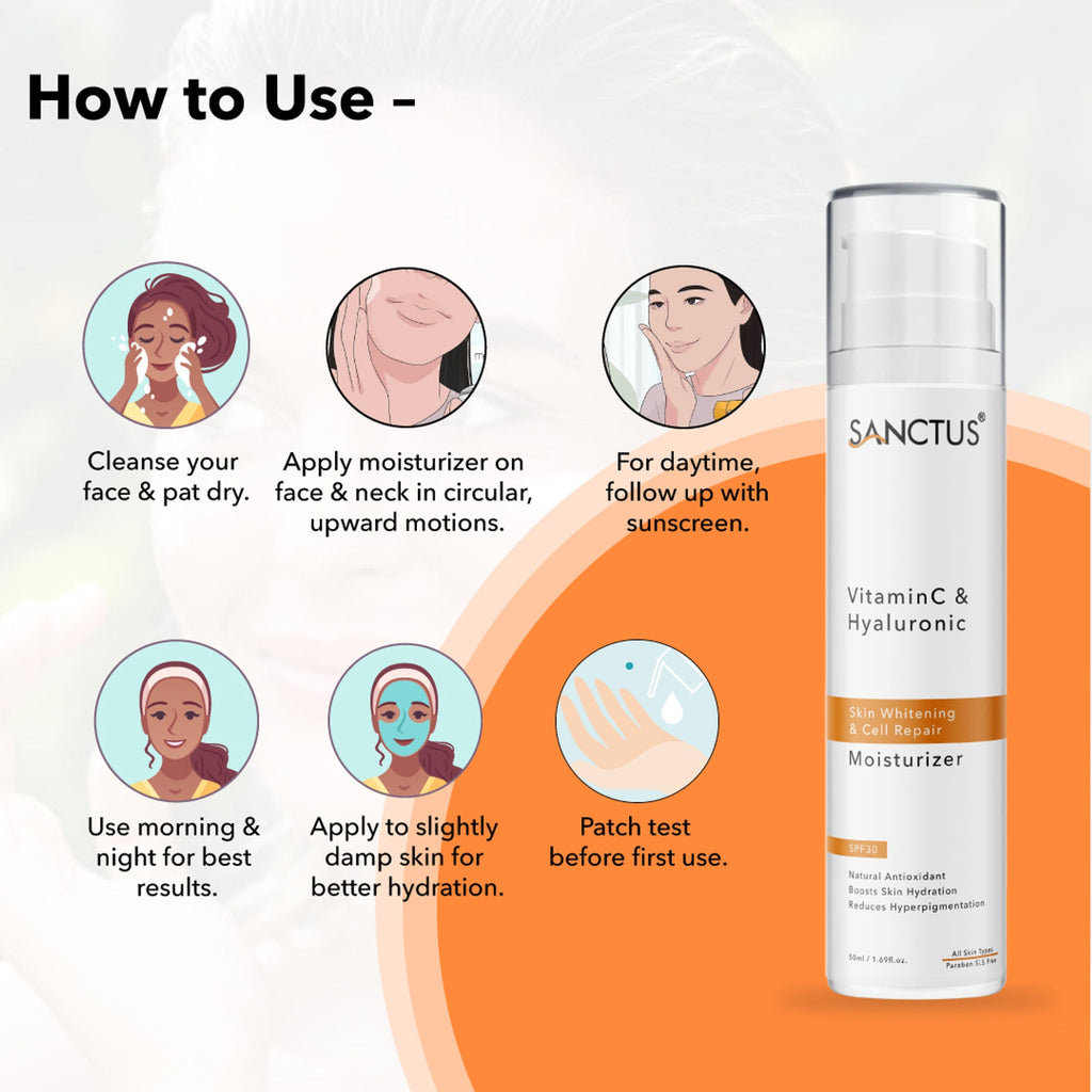 SANCTUS Hyaluronic & Vitamin C Oil-Free Face Moisturizer SPF 30 | Grocsy
