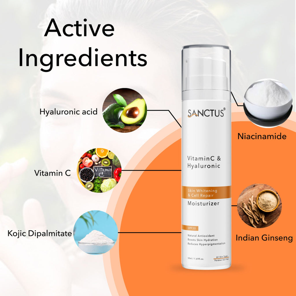 SANCTUS Hyaluronic & Vitamin C Oil-Free Face Moisturizer SPF 30 | Grocsy