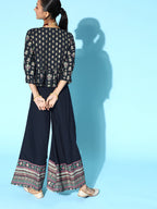 Juniper Womens Black Floral Printed Rayon Clothing Set | Grocsy