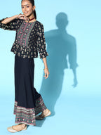 Juniper Womens Black Floral Printed Rayon Clothing Set | Grocsy