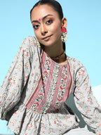 Juniper Womens Grey Floral Printed Rayon Clothing Set | Grocsy