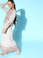 Juniper Womens Grey Floral Printed Rayon Clothing Set | Grocsy