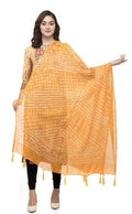 A R Silk Women's Silk Jaipuri Print Yellow Fancy Dupatta | Grocsy