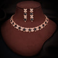 Tehzeeb Creations Rose Gold-Polished Black Choker Necklace With Dangle Earrings - Swadesiicart