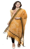 A R Silk Women's Cotton Batik Print Musturd Regular Dupatta | Grocsy