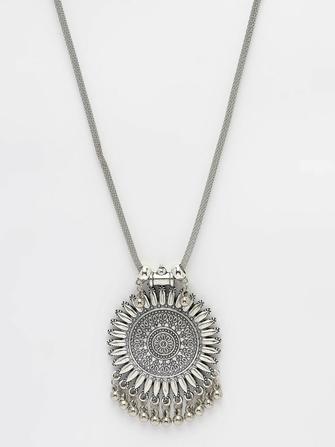 NVR Women's Silver-Toned German Silver Oxidised Pandent | Grocsy