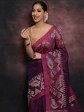 Exclusive Collection Brown Beautiful Linen Jamdani Saree | Grocsy