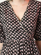 Myshka Women's Black Empire Printed Dress | Grocsy