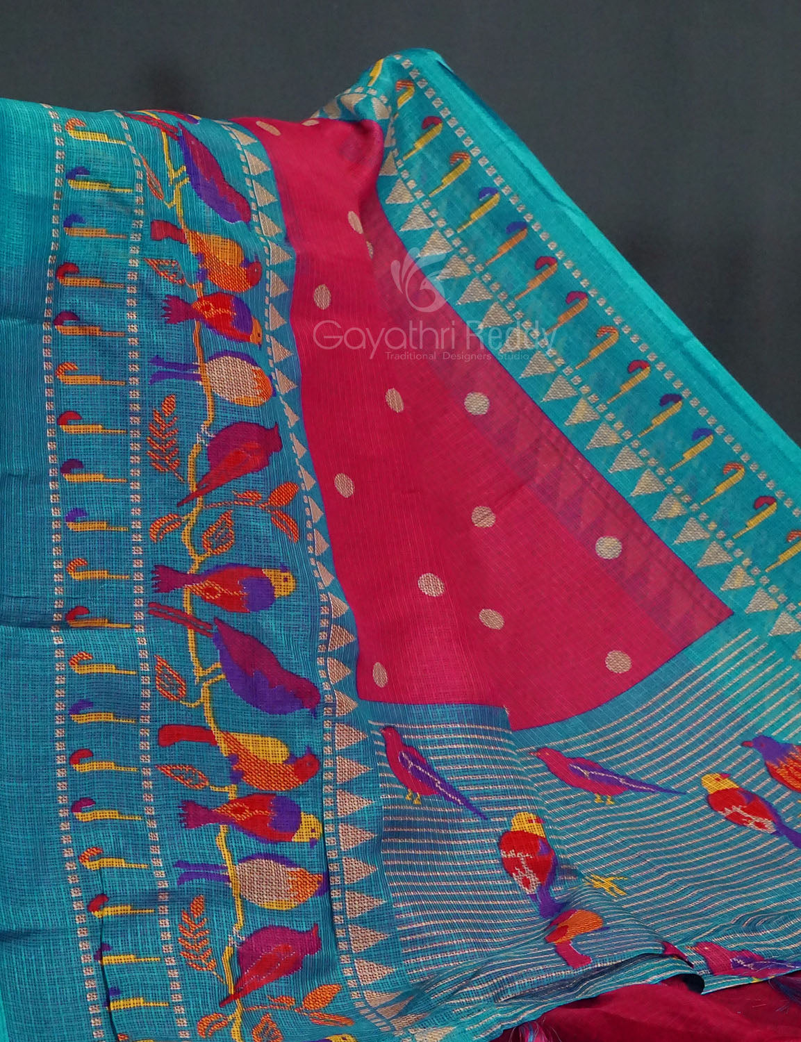 Rani Pink Colour With All Over Buttes Semi Silk Kota Saree By Gayathri Reddy Designer Studio | Grocsy