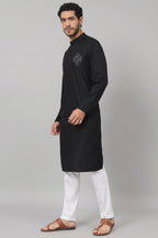 Coal Motif Embroidered Cotton Kurta by Hilo Design | Grocsy