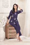 Anaita Butta Blue Stylish Readymade Co-Ords Set | Grocsy