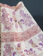 Cream Colour Block Print Crocia Mulmul Cotton Saree By Gayathri Reddy Designer Studio | Grocsy