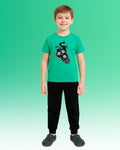 Chilins Round Neck Printed Cotton Tshirt, Color- Green | Grocsy
