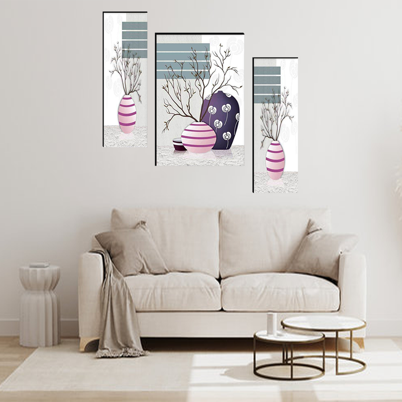Tehzeeb Creations Set Of 3 Digital Wall Painting | Grocsy