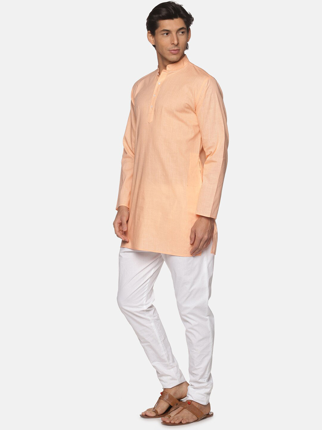 Sethukrishna Men Orange Pure Cotton Kurta with Pyjamas | Grocsy