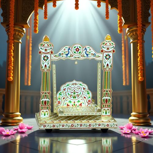 Handicrafts Meenakari Krishna Wooden Jhula for Laddu Gopal Idol for Home Temple | Grocsy