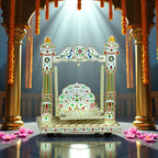 Handicrafts Meenakari Krishna Wooden Jhula for Laddu Gopal Idol for Home Temple | Grocsy