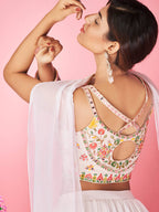 Myra White Georgette Designer Lehenga | Grocsy