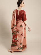 Saree Mall Saree Mall Trendy Peach and Maroon Art Silk Saree | Grocsy