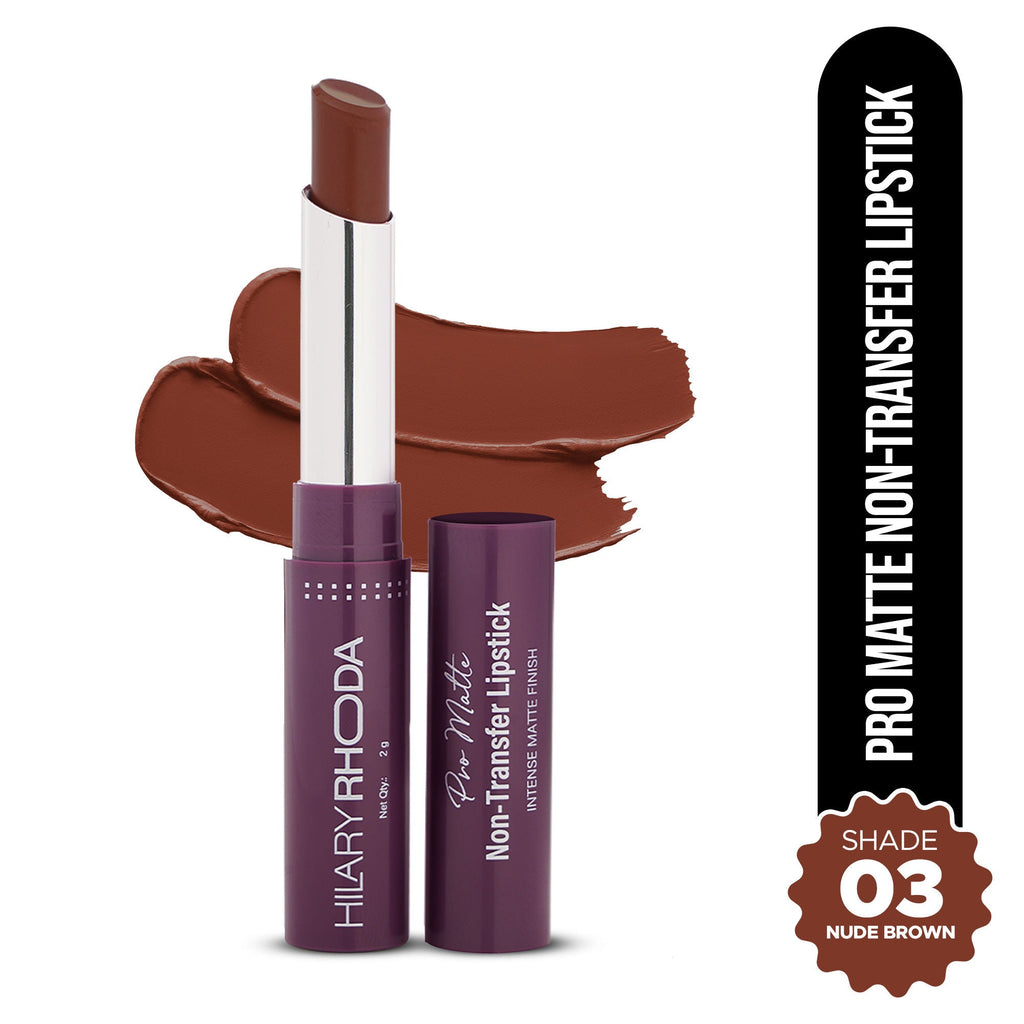 Hilary Rhoda Pro Matte Non-Transfer Waterproof Lipstick - Nude Brown 03 | Grocsy