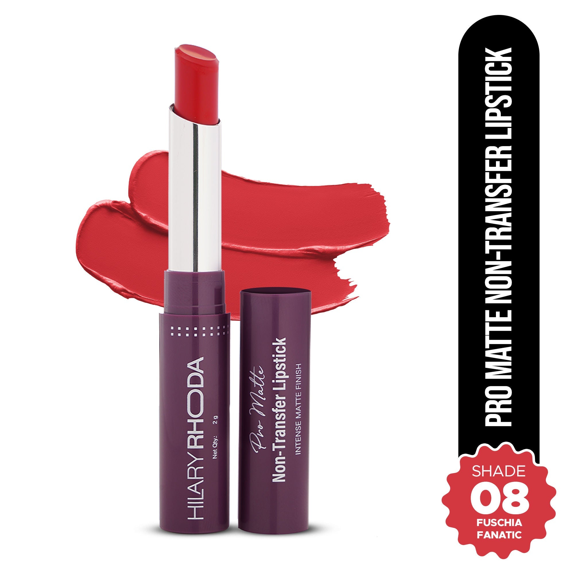 Hilary Rhoda Pro Matte Non-Transfer Waterproof Lipstick - Fuschia Fanatic 08 | Grocsy