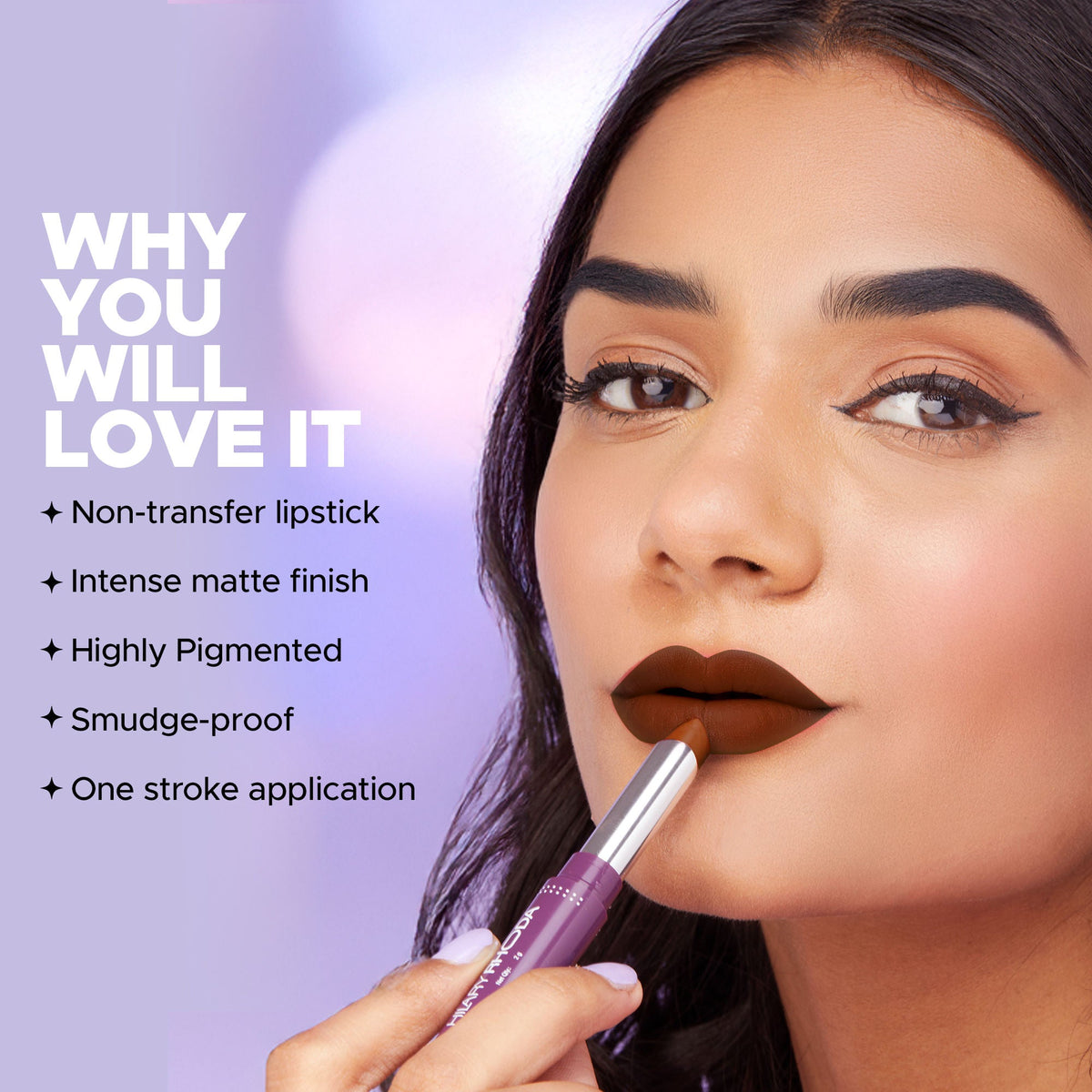 Hilary Rhoda Pro Matte Non-Transfer Waterproof Lipstick - Coffee Brown 10 | Grocsy